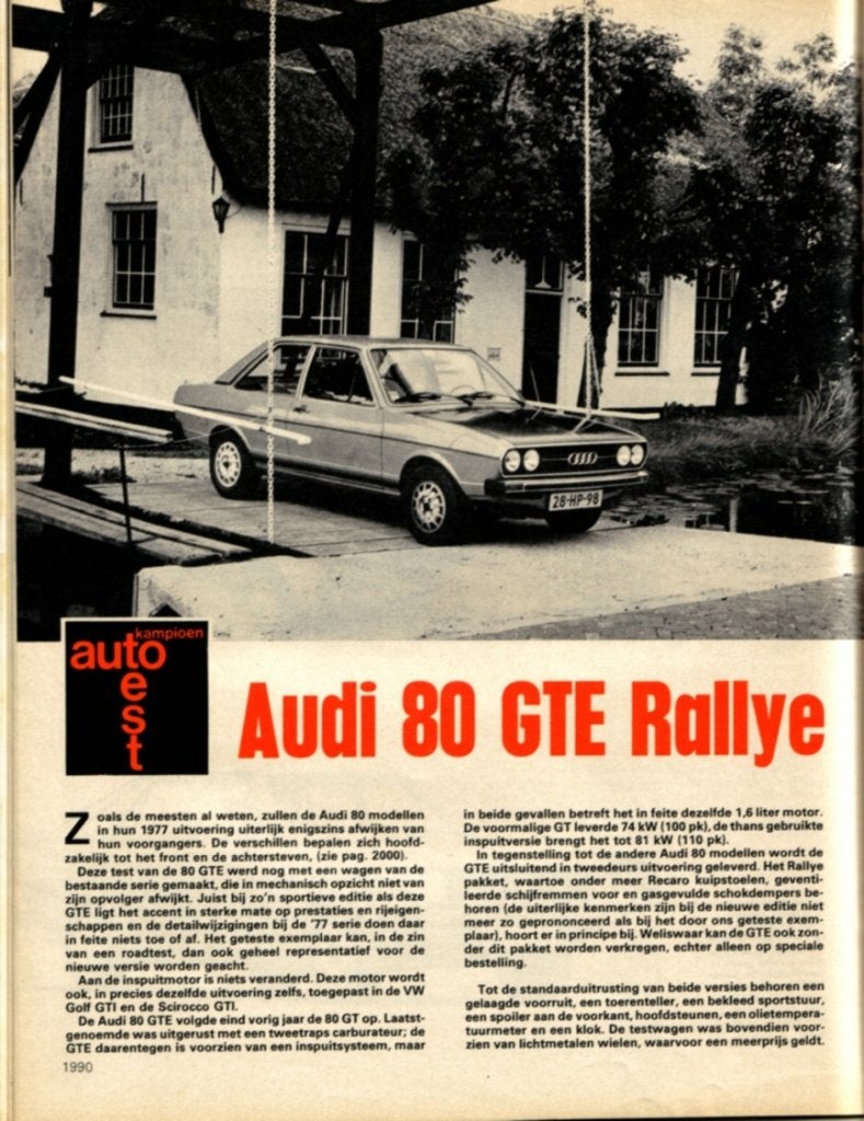 Autokampioen test Audi 80 GTE Augustus 1976, Ophalen of Verzenden, Gelezen, Audi