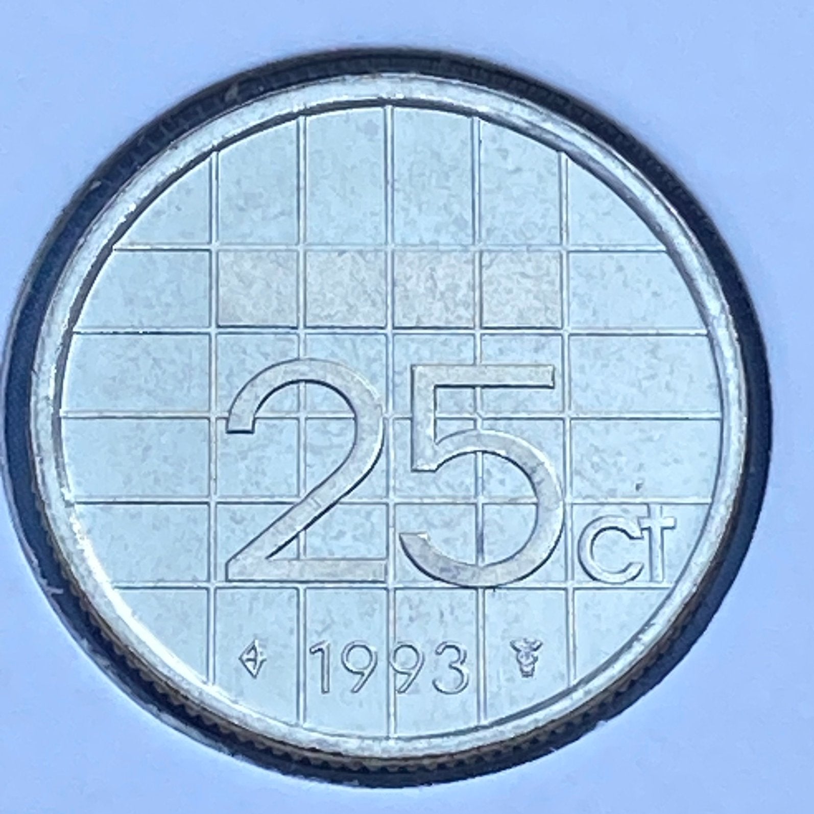 UNC Kwartje / 25 Cent uit 1993 van Beatrix (zo uit de rol !), Verzenden, Koningin Beatrix, 25 cent, Losse munt