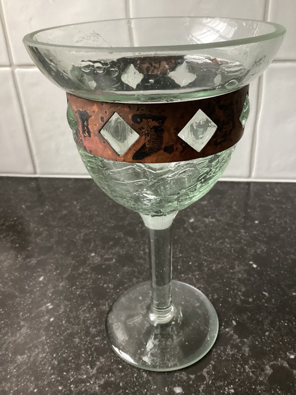 Brocante Craquelé Sierglas Bokaal, Antiek en Kunst, Ophalen
