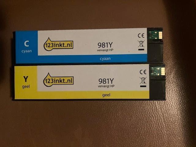 Te Koop : HP 981 cartridges (Blauw en Geel), Computers en Software, Printerbenodigdheden, Ophalen of Verzenden, Nieuw, Cartridge