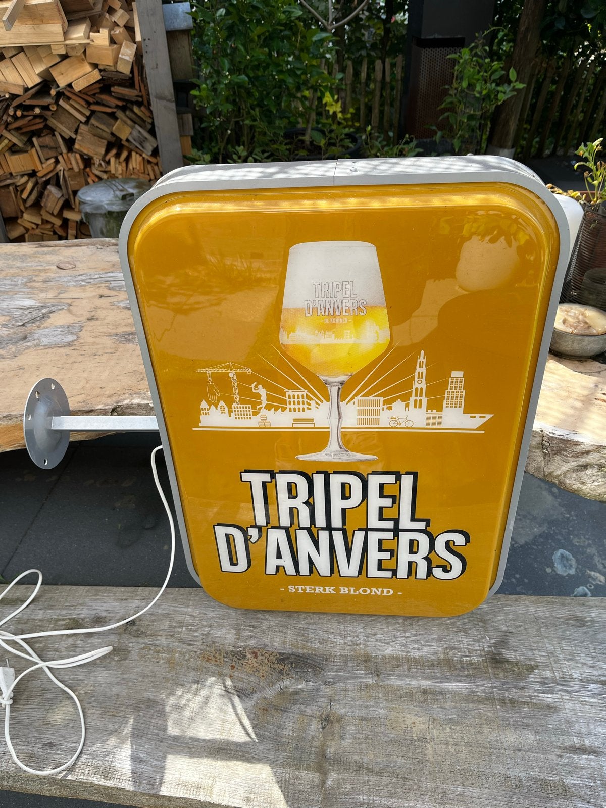 Tripel d'Anvers Lichtbak - Sterk Blond Reclamebord, Ophalen, Zo goed als nieuw, Lichtbak of (neon) lamp