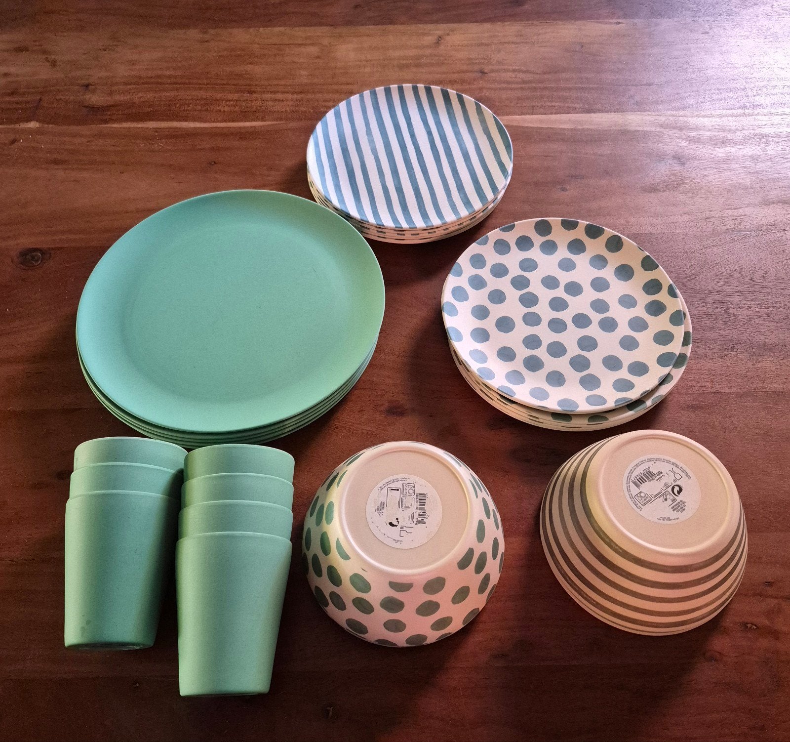Servies set bamboe 30 stuks, Overige materialen, Overige merken, Ophalen of Verzenden, Zo goed als nieuw