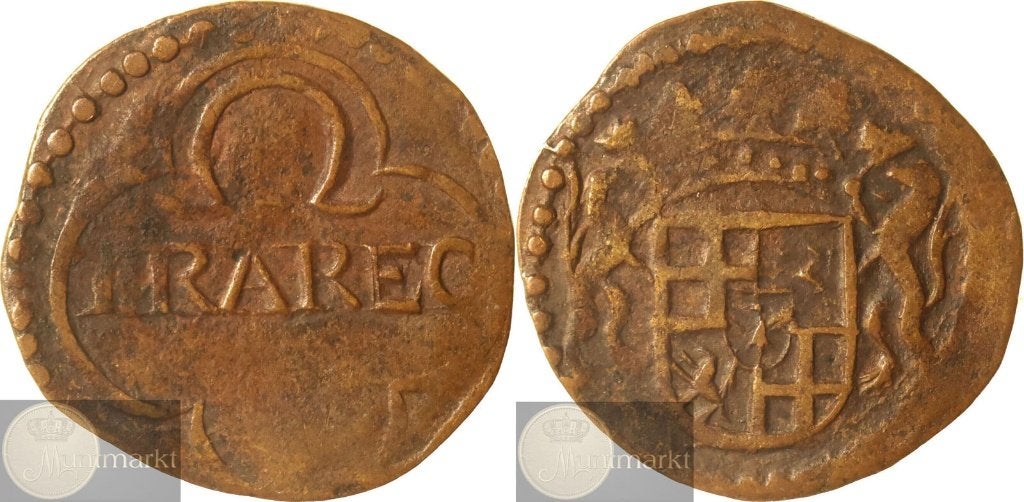 Reckheim - Duit z.j. (ca. 1680) - VARIANT omega, Ophalen of Verzenden, Vóór koninkrijk, Overige waardes, Losse munt