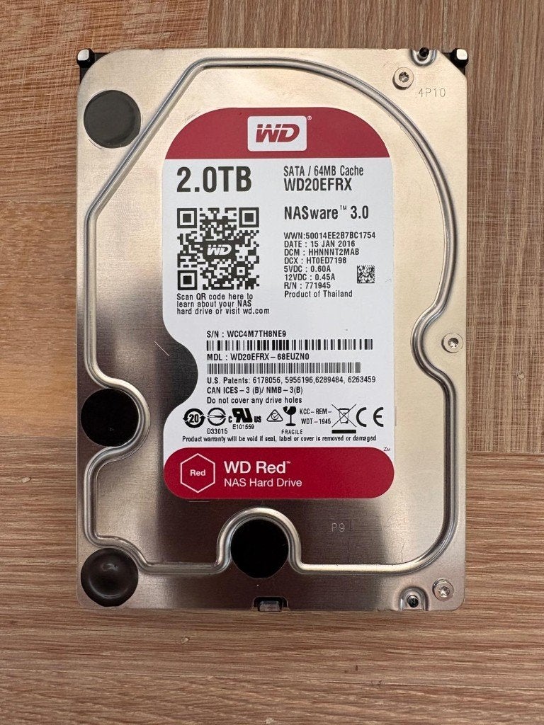 2,0 TB WD Red SATA Harde Schijf, Computers en Software, Harde schijven, Intern, 2TB, Gebruikt, Desktop