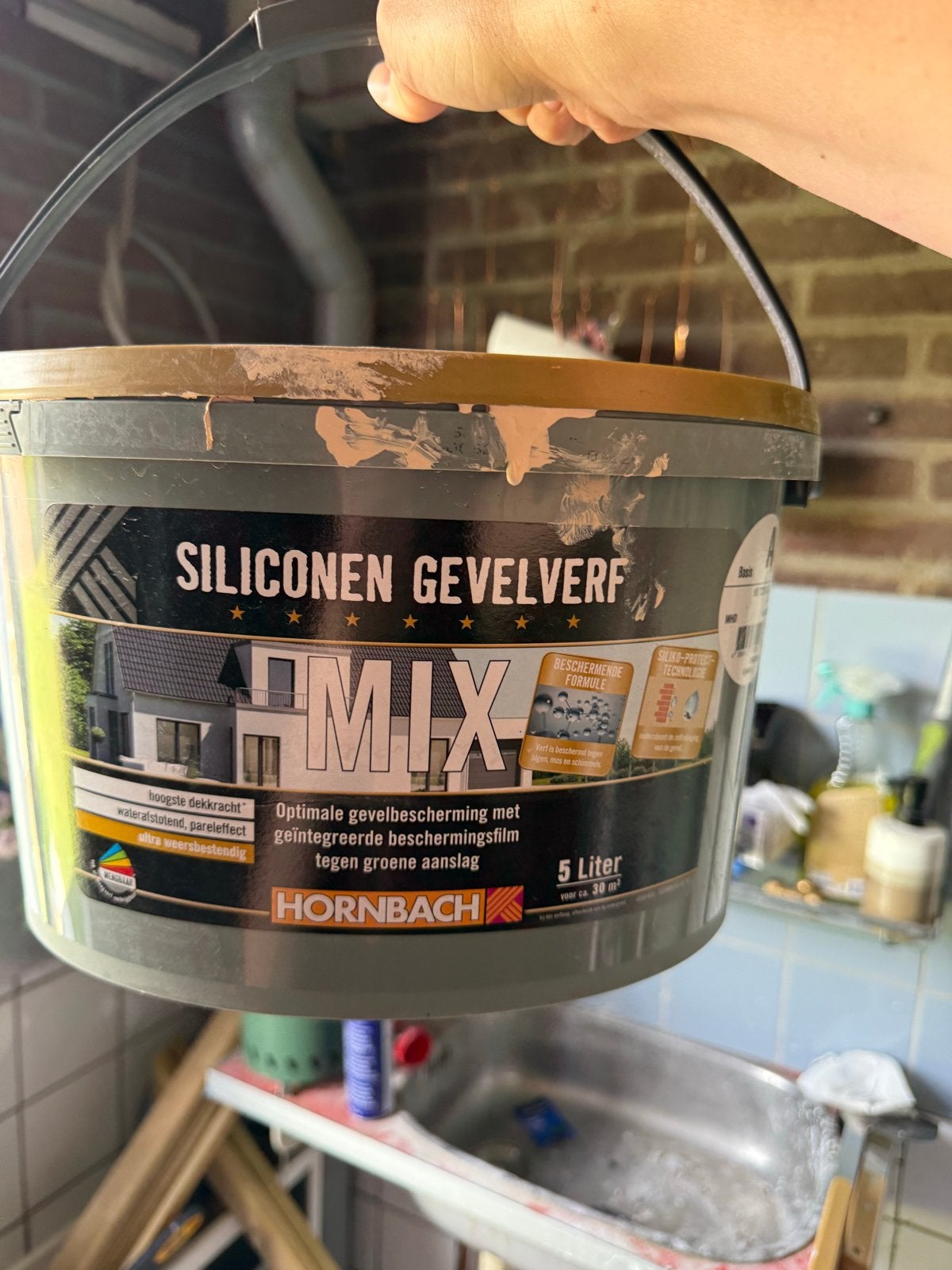 HORNBACH MIX Siliconen Gevelverf - 5 Liter, Ophalen, 5 tot 10 liter, Beige, Nieuw