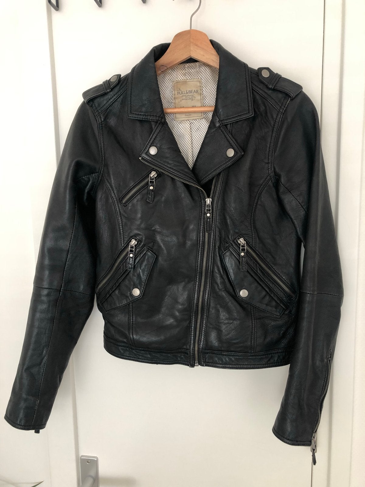 Pull & Bear leren jas maat S, Ophalen of Verzenden, Gedragen, Maat 36 (S), Zwart