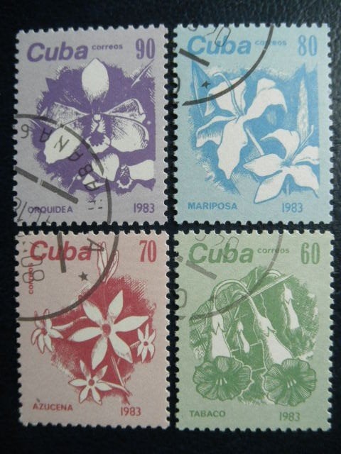 Postzegels bloemen Cuba 1983 - cat.w. 3,20., Ophalen of Verzenden, Gestempeld, Dier of Natuur