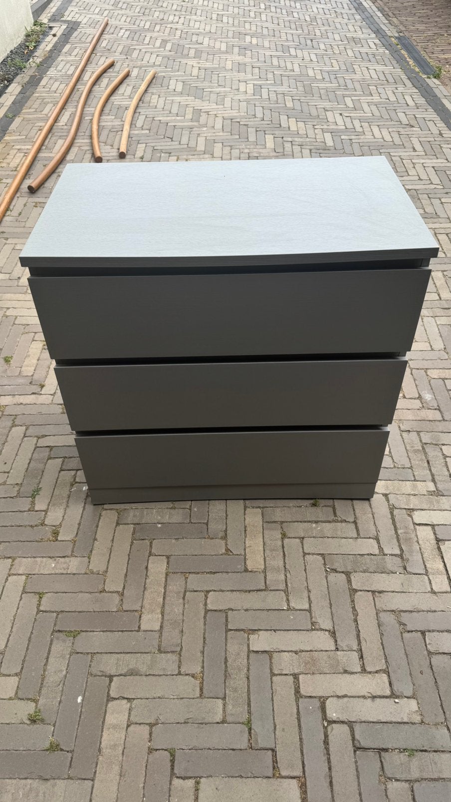 Ikea Malm ladekast - kleur grijs, Ophalen, Gebruikt, 50 tot 100 cm, 3 of 4 laden