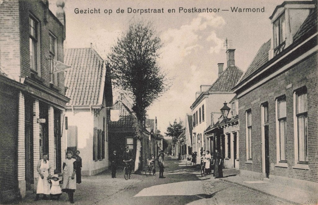 Warmond Dorpstraat met Postkantoor B3505, Verzamelen, Ophalen, Voor 1920, Gelopen, Zuid-Holland