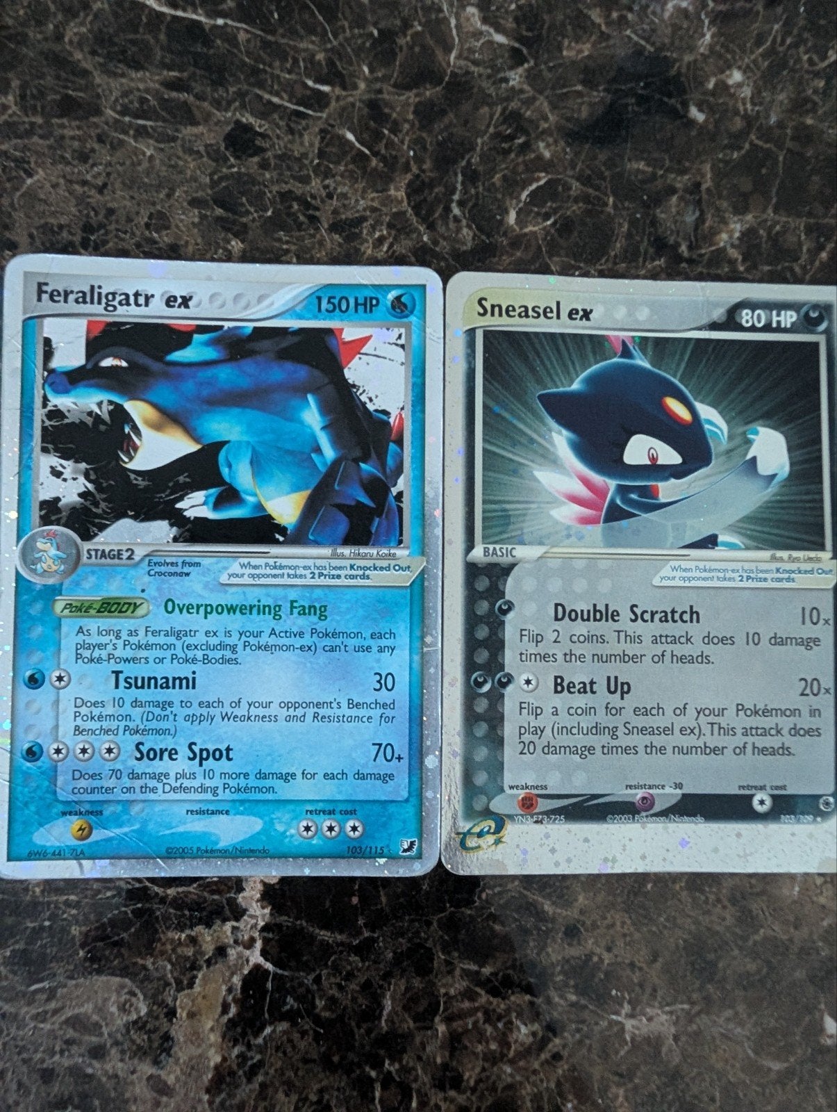 Feraligatr ex (103/115) & Sneasel ex (103/109), Ophalen of Verzenden, Gebruikt, Speelkaart(en)