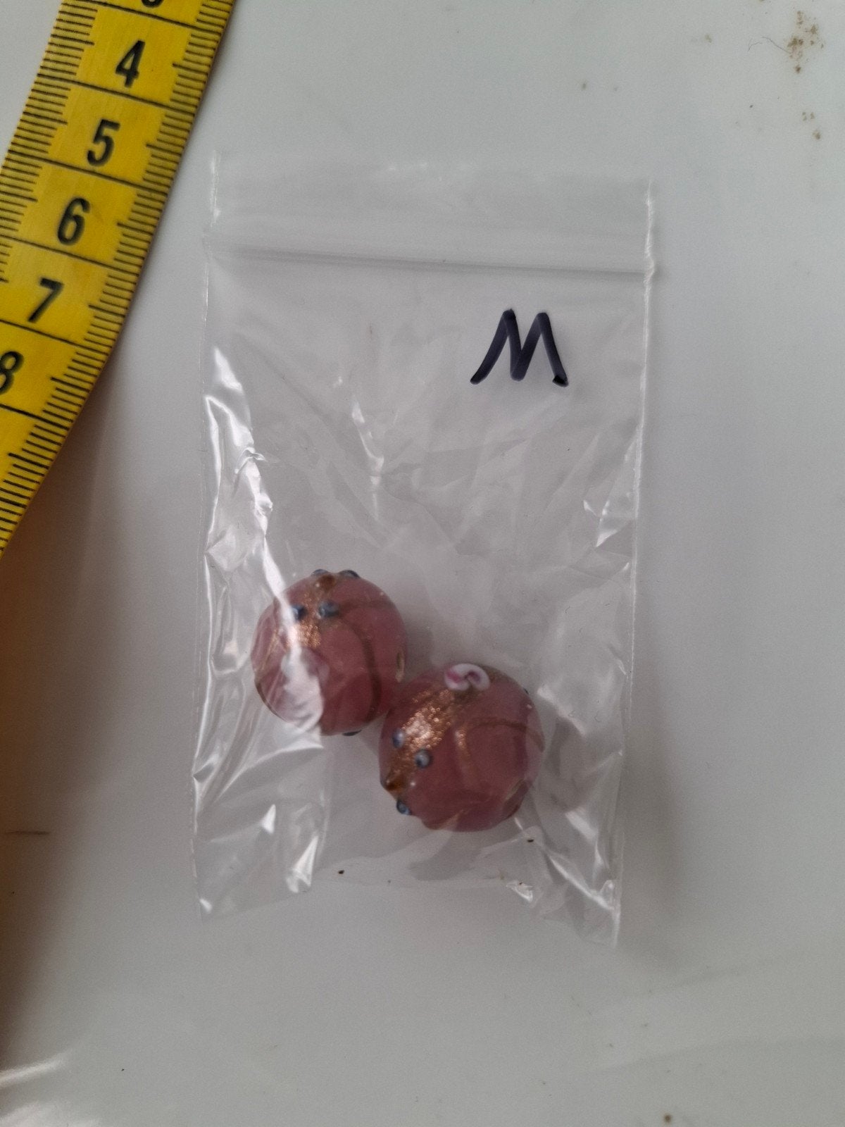 2 stuks luxe lampwork glaskralen roze goud kralen, Kraal, -, -, Nieuw