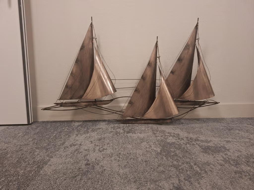 Curtis Jeré Wandsculptuur Zeilboten (1977) - Museumstaat, Ophalen of Verzenden