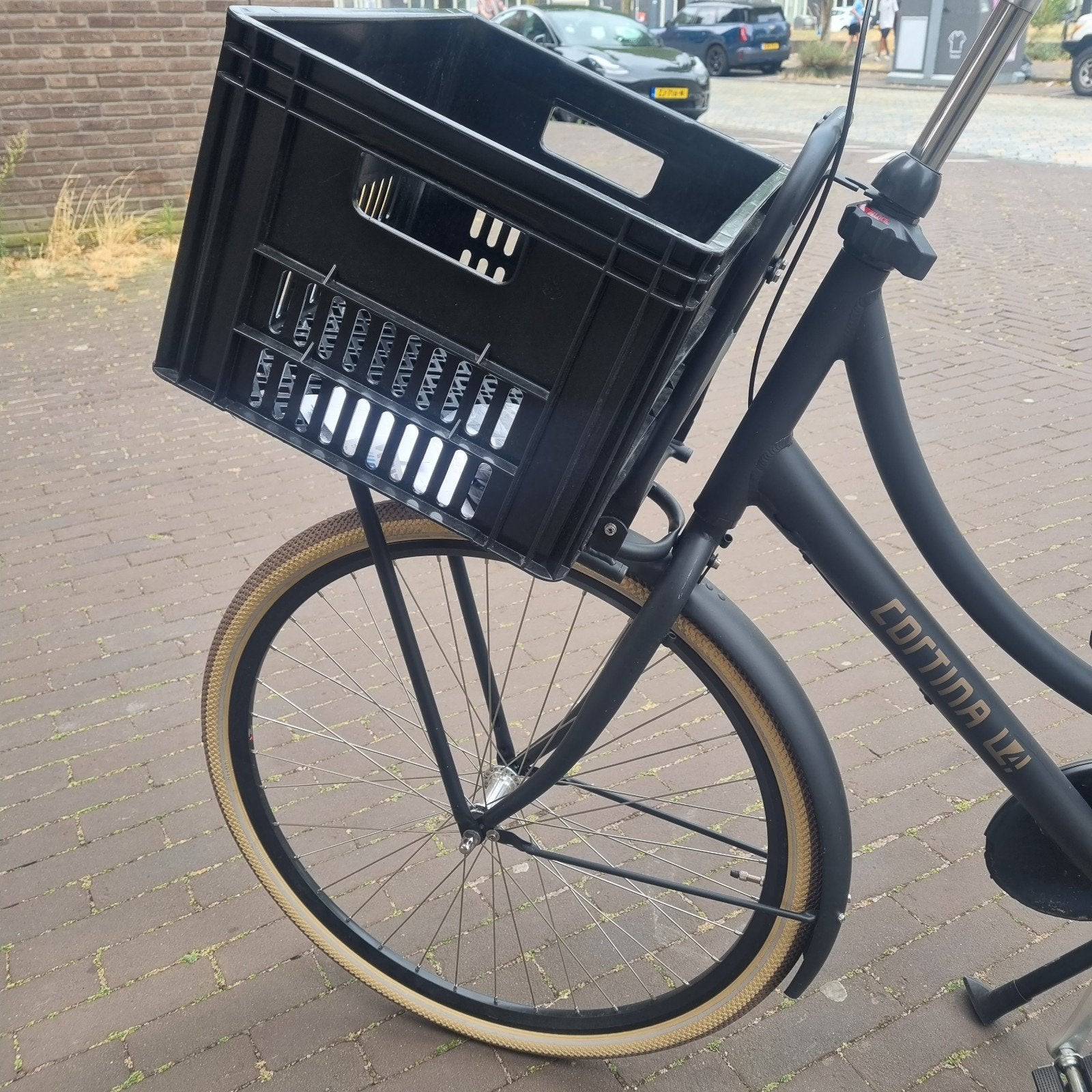 Cortina Transportfiets met kinderzitje en krat, Terugtraprem, Gebruikt, Versnellingen, 50 tot 53 cm