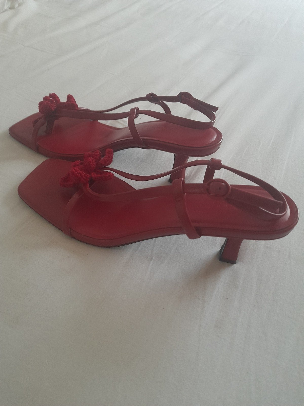 Rode sandalen met hakje - Pull&Bear Collection, Pull&Bear, Zo goed als nieuw, Rood, Sandalen of Muiltjes