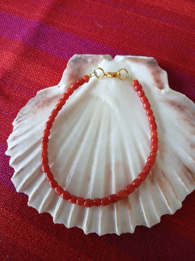 Bloedkoraal armbandje, 20 cm, Verzenden, Gebruikt, Oranje, Overige materialen