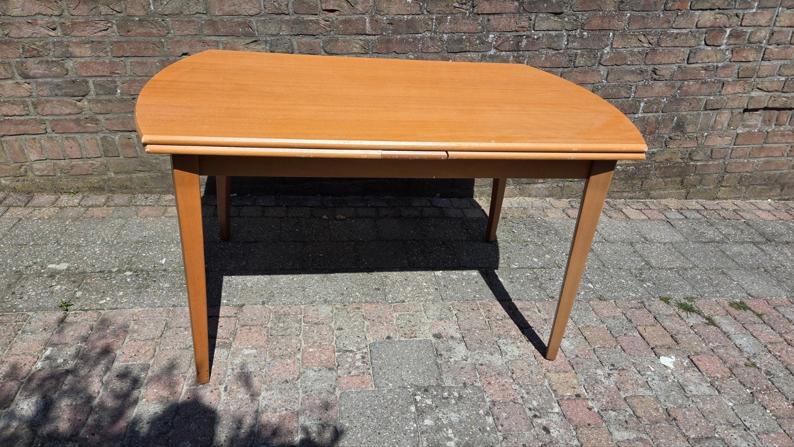 Gebruikte beuken uitschuifbare tafel, Huis en Inrichting, Tafels | Eettafels, Ophalen, Gebruikt, 100 tot 150 cm, Vierkant
