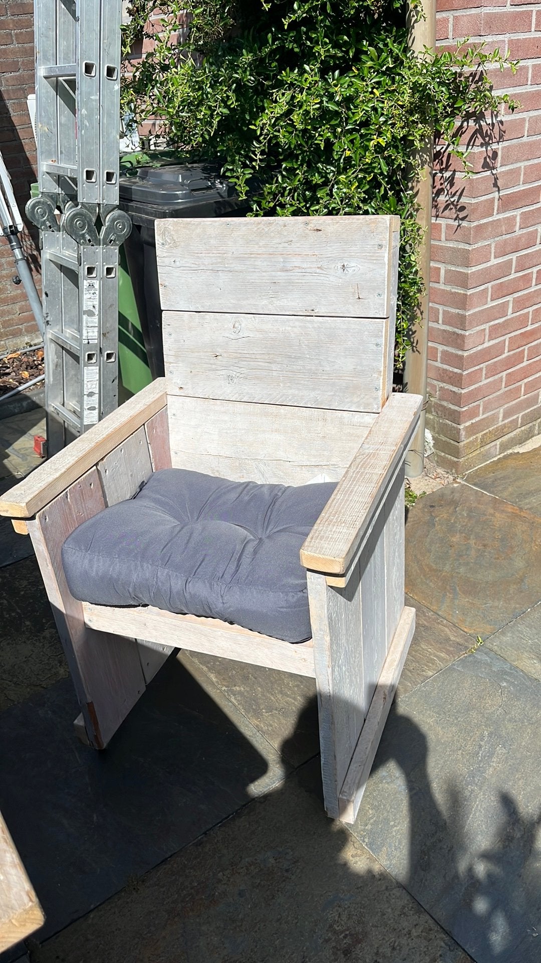 Tuinset van steigerhout 8 stoelen, Ophalen, Zo goed als nieuw, Steigerhout