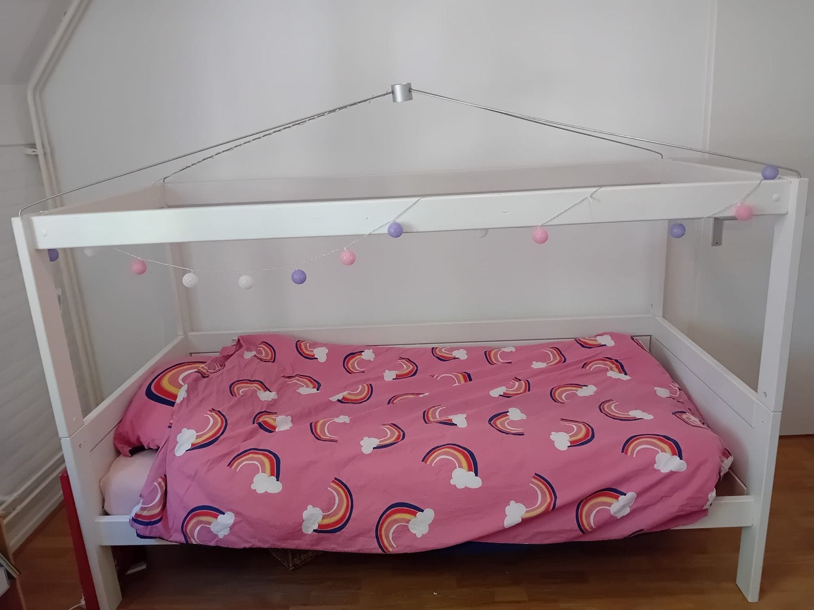 Lifetime hemelbed wit (eventueel met doek), Ophalen, 85 tot 100 cm, Gebruikt, Lattenbodem