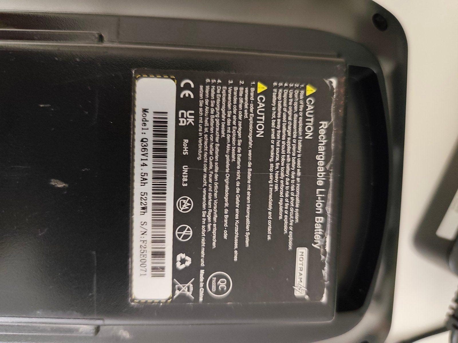 phylion. Q36V14.5Ah 522Wh E-bike Accu met Oplader, Ophalen