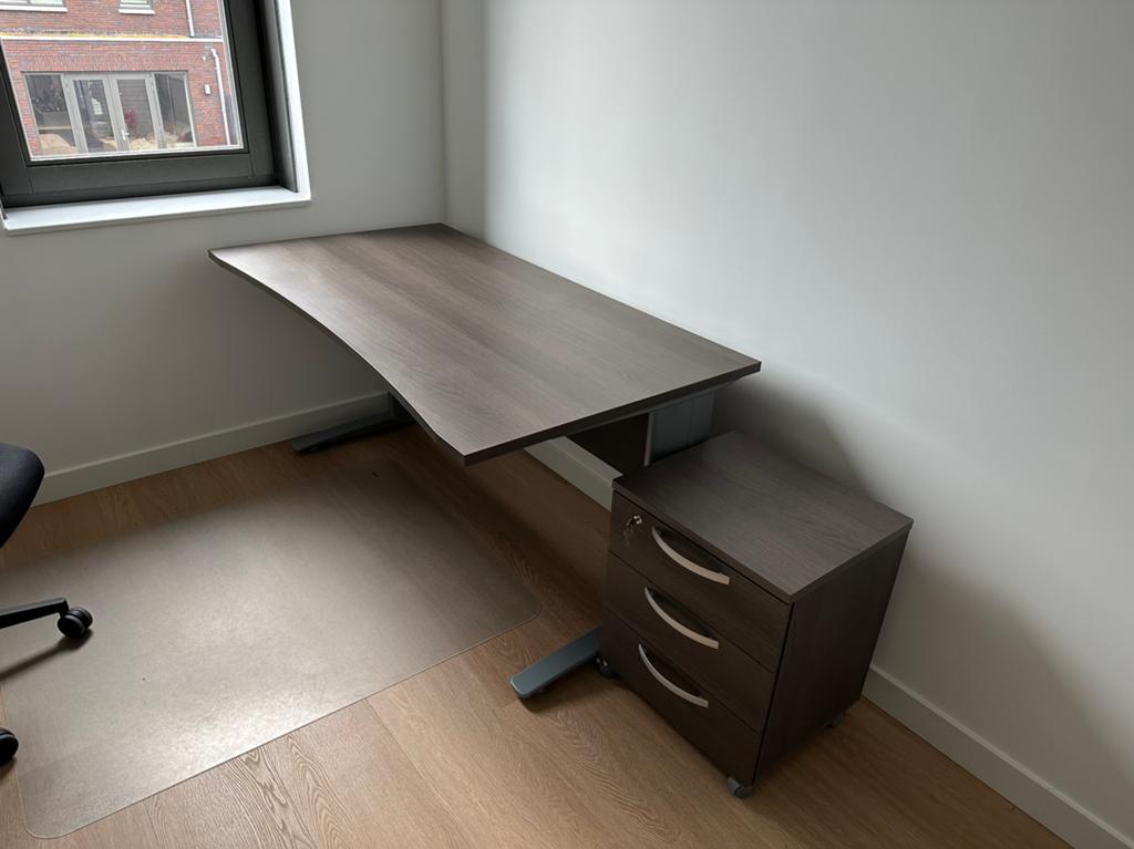 Bureau met ladeblok en bureaustoel - 150x80cm, Ophalen, Gebruikt, 150 cm, Met lades