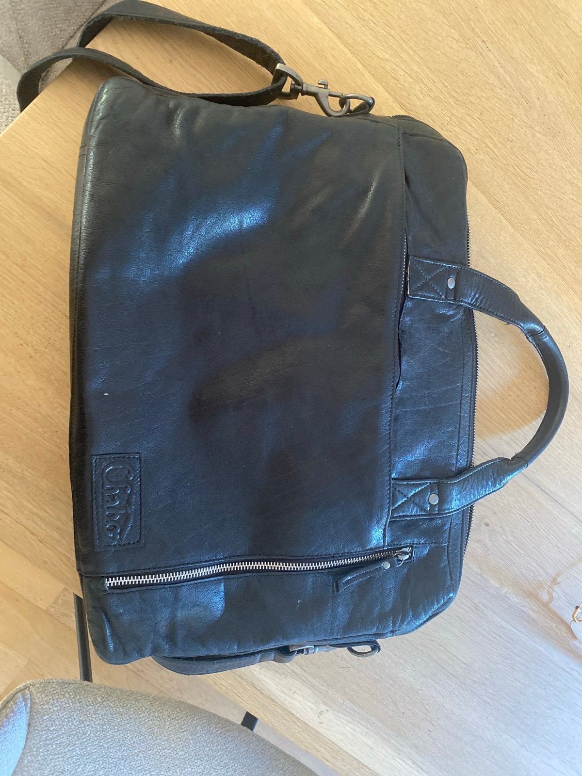 Leren laptoptas / schoudertas van  Chabo, Sieraden, Tassen en Uiterlijk, Tassen | Damestassen, Ophalen, Gebruikt, Zwart, Overige typen