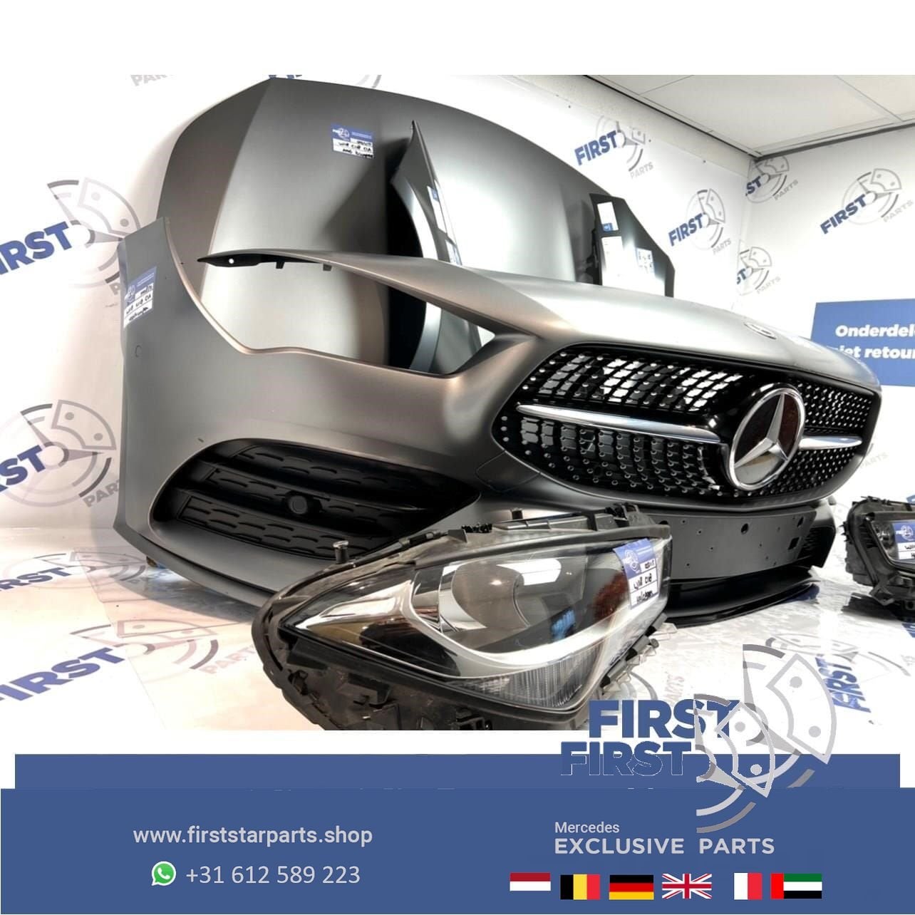 W118 C118 CLA AMG LINE VOORKOP MAT GRIJS origineel Mercedes, Gebruikt, -, Voor, Ophalen of Verzenden
