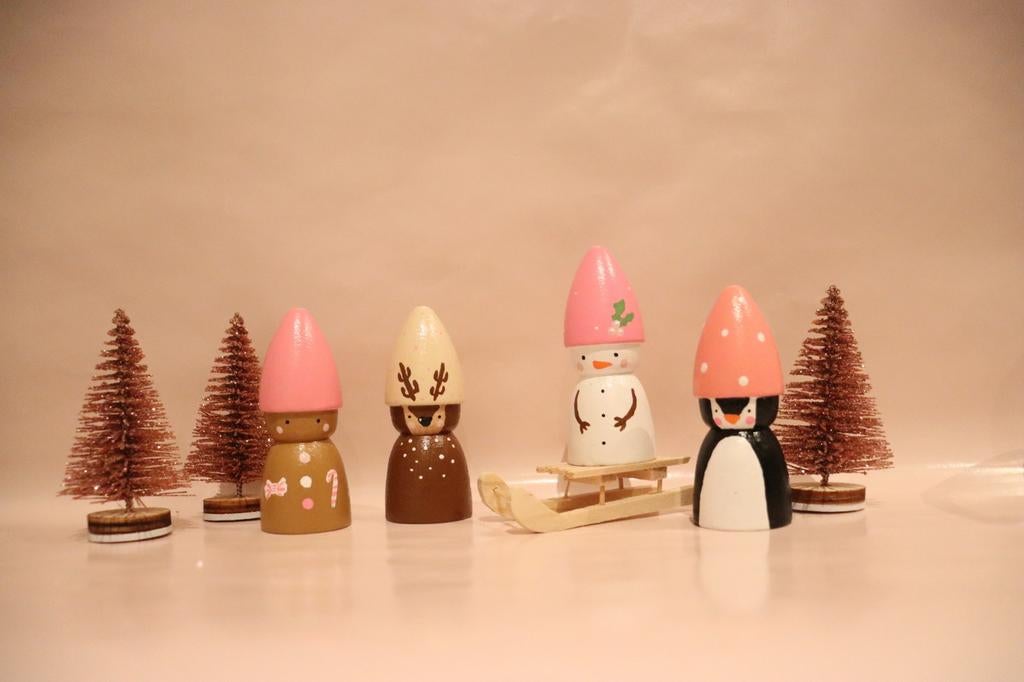 Kerstfiguren peg dolls houten poppetjes seizoenstafel, Ophalen of Verzenden