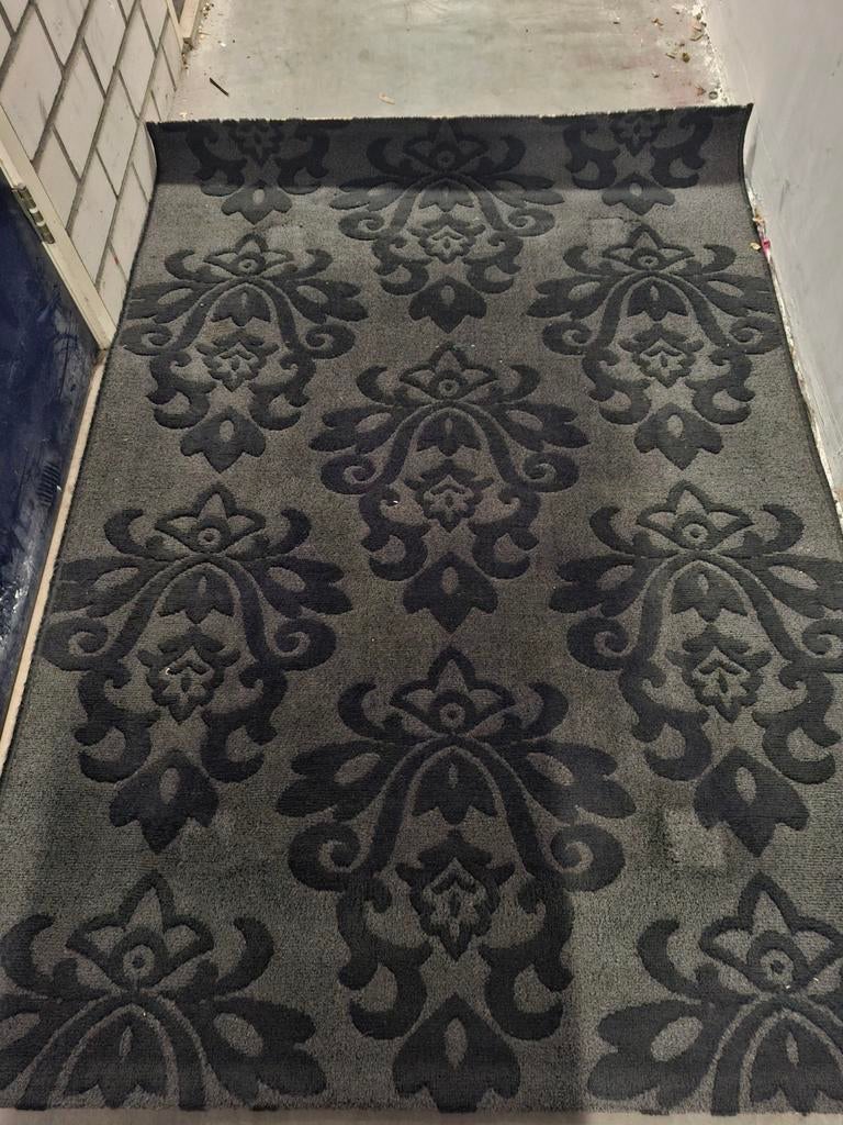 Vloerkleed met barokprint - Zwart/Grijs (1.70 x 1.20 m), Ophalen, Barok, 100 tot 150 cm, Grijs