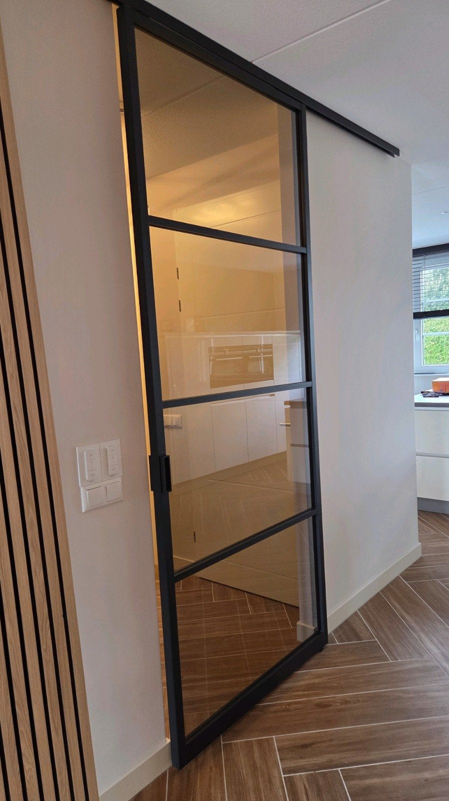 zwart stalen taatsdeur GERS 258x101cm, Ophalen, Schuifdeur, Binnendeur, 215 cm of meer