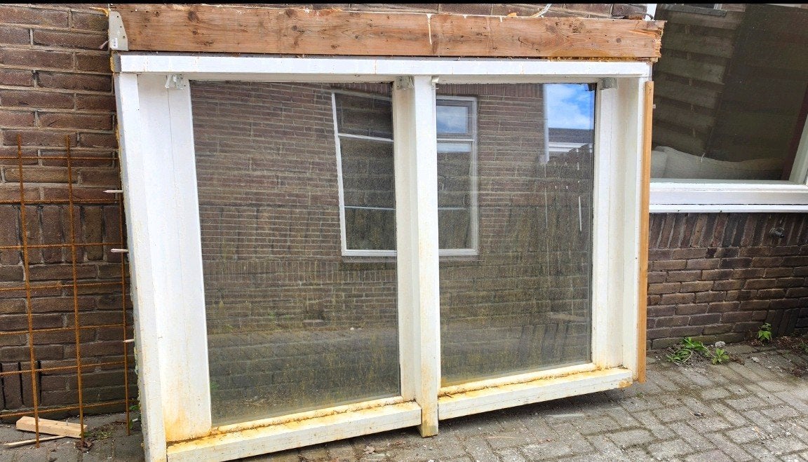 Gebruikt kozijn met glas, Ophalen, Gebruikt, Raamkozijn, 150 tot 225 cm