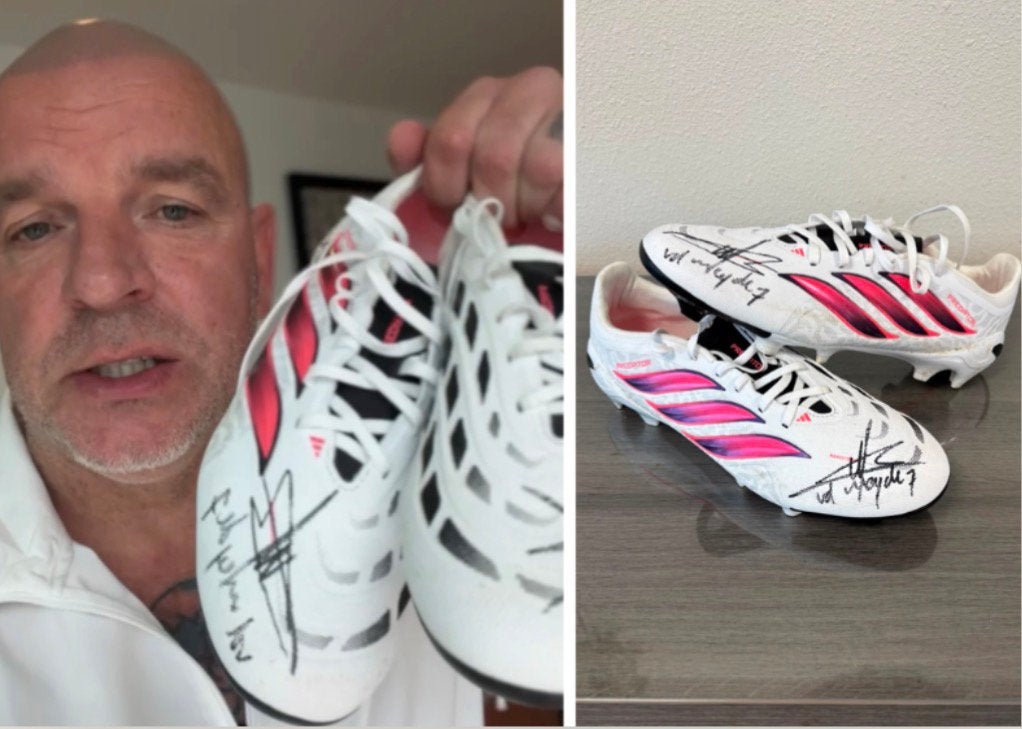 Andy van der Meijde gesigneerde Adidas voetbalschoenen 44, Maat XS of kleiner, Ophalen of Verzenden, Schoenen