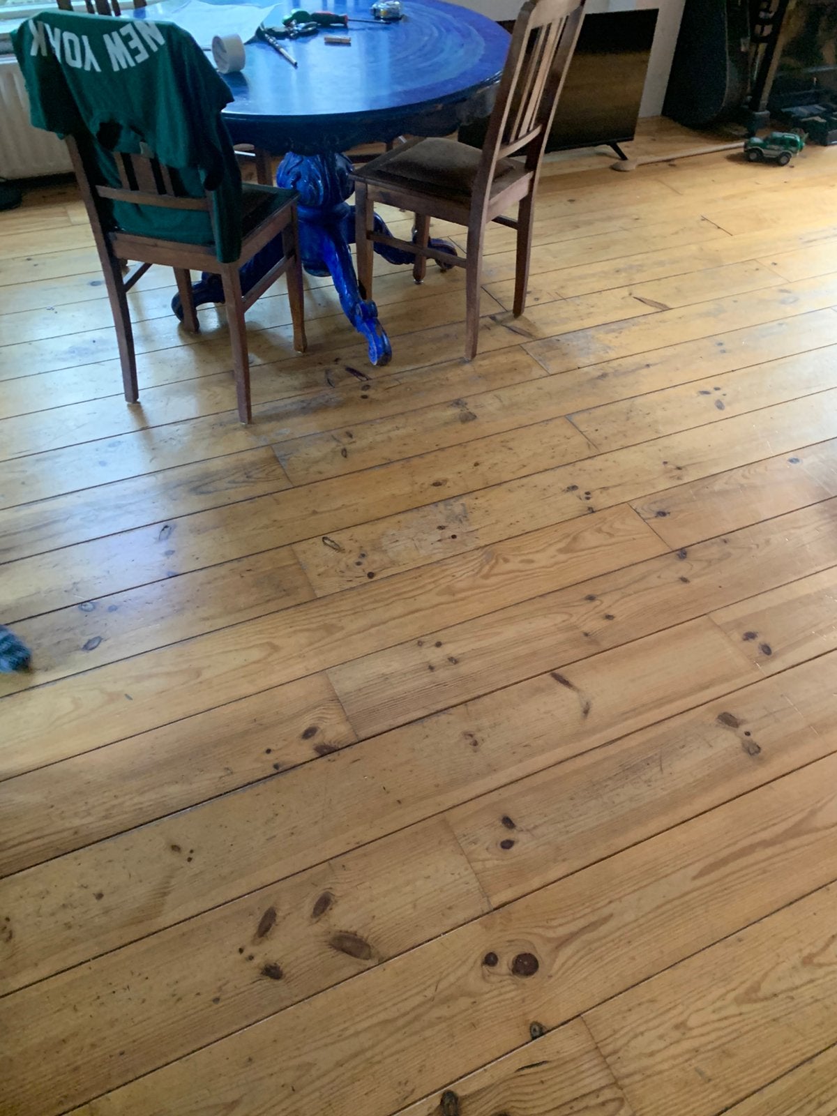 Massief grenen vloerdelen, 35m2, Ophalen, Gebruikt, Vloerdelen of -planken, 10 m² of meer