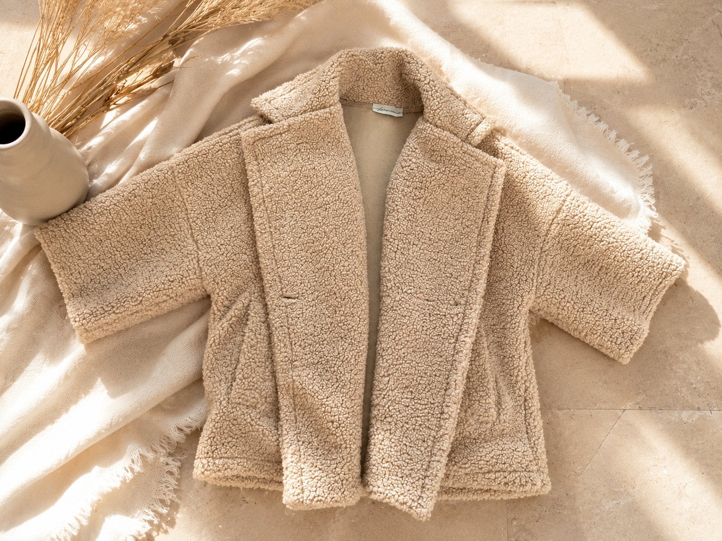 Beige Teddy Sherpa Jacket – Cozy & Stylish, Ophalen, Beige, Jasje, Maat 36 (S)