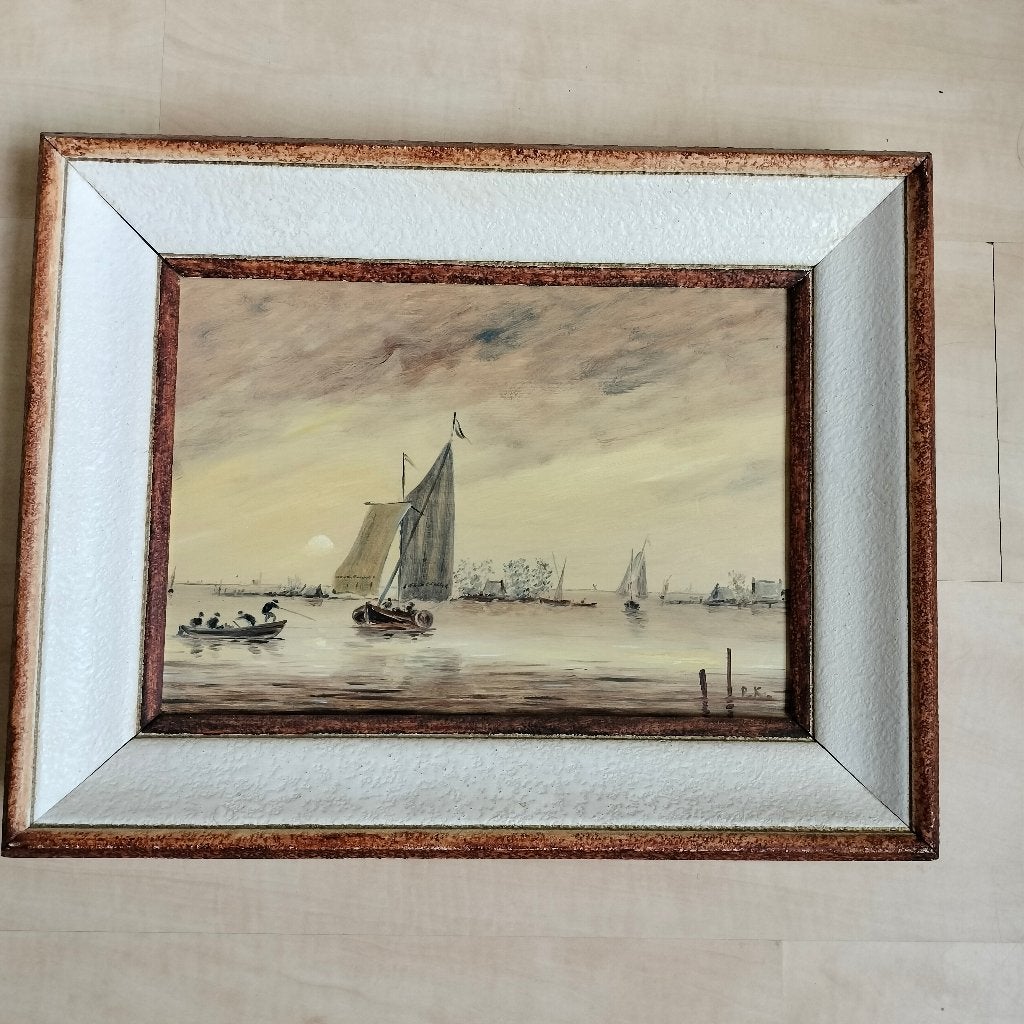 olieverfschilderij, schilderij, school Jan van Goyen, Antiek en Kunst, Paneel, Handgeschilderd, Ophalen of Verzenden, Landschap