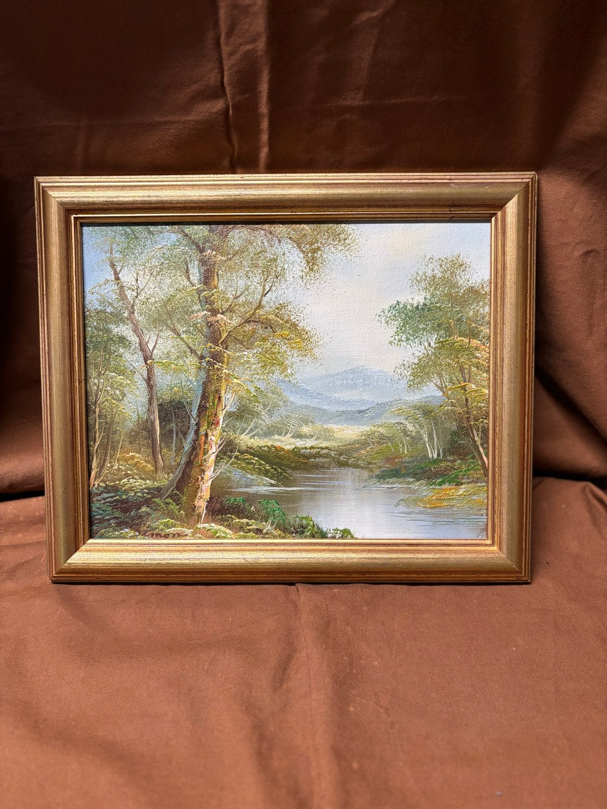 Schilderij Landschap met Rivier - Olieverf op Doek, Doek, Ophalen of Verzenden, Landschap, Olieverf