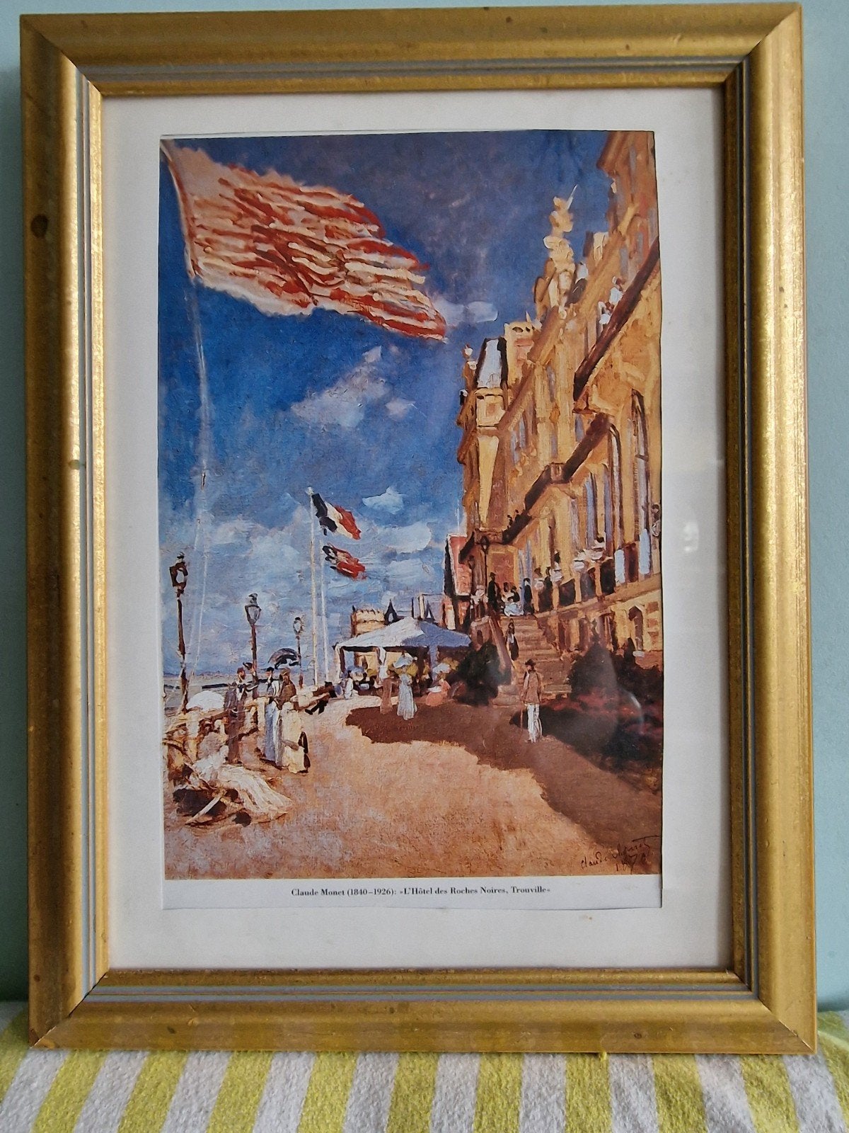 Claude Monet print Trouville, Huis en Inrichting, Woonaccessoires | Schilderijen, Tekeningen en Foto's, Minder dan 50 cm, Ophalen of Verzenden