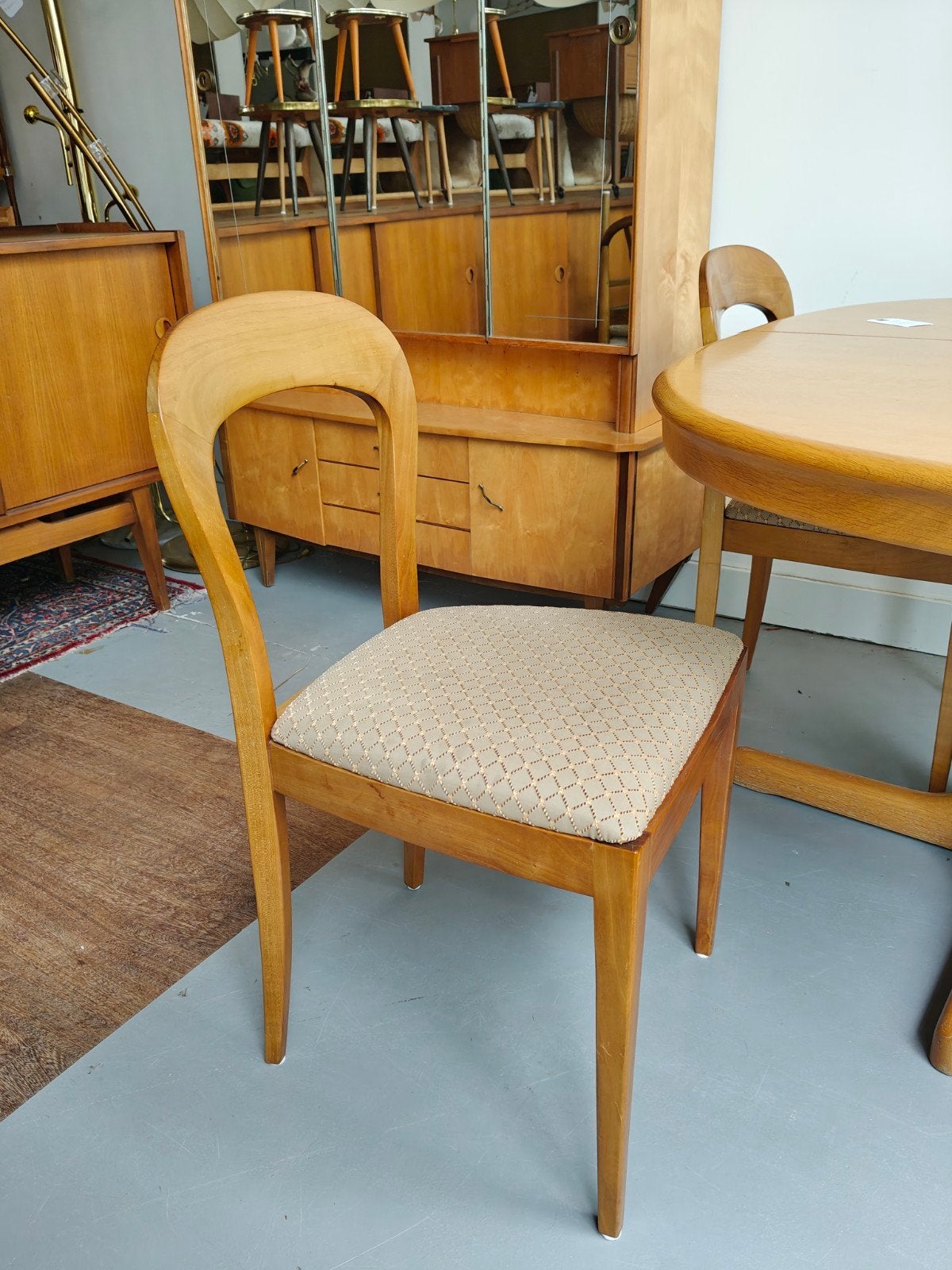 DV: Vintage eetkamerstoelen set van 4 licht hout, Ophalen, Hout, Gebruikt, Bruin