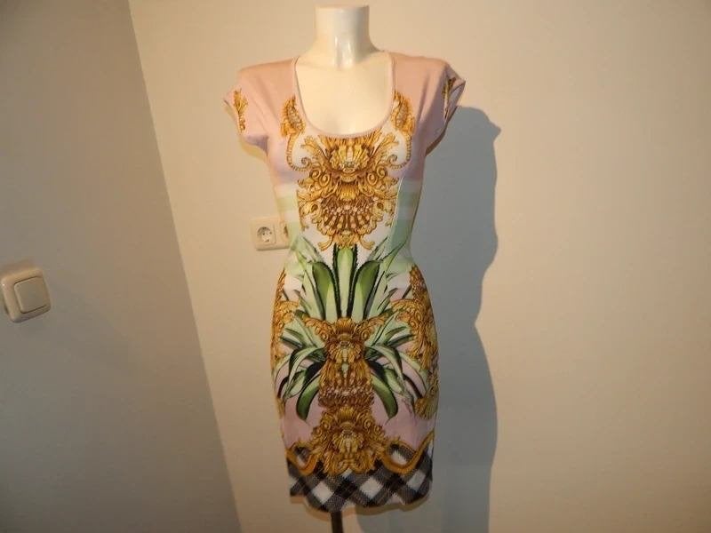 Cavalli stretch jurk prachtig design goud look zeepaard S, Overige kleuren, Verzenden, Zo goed als nieuw, Cavalli
