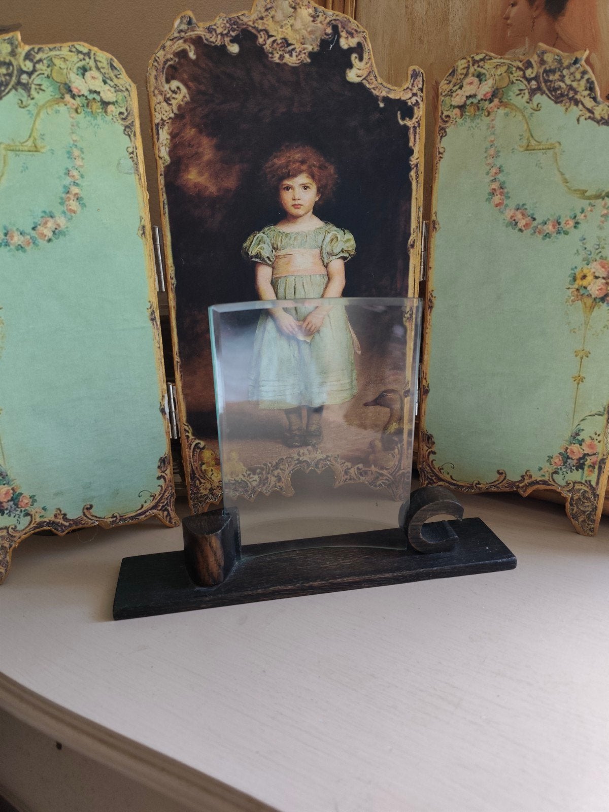 OUD ROND GLAS FOTOLIJSTJE, Ophalen of Verzenden