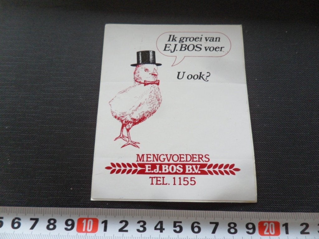 sticker Ederveen Mengvoeders E.J. Bos bv  tel 1155 *, Ophalen, Zo goed als nieuw