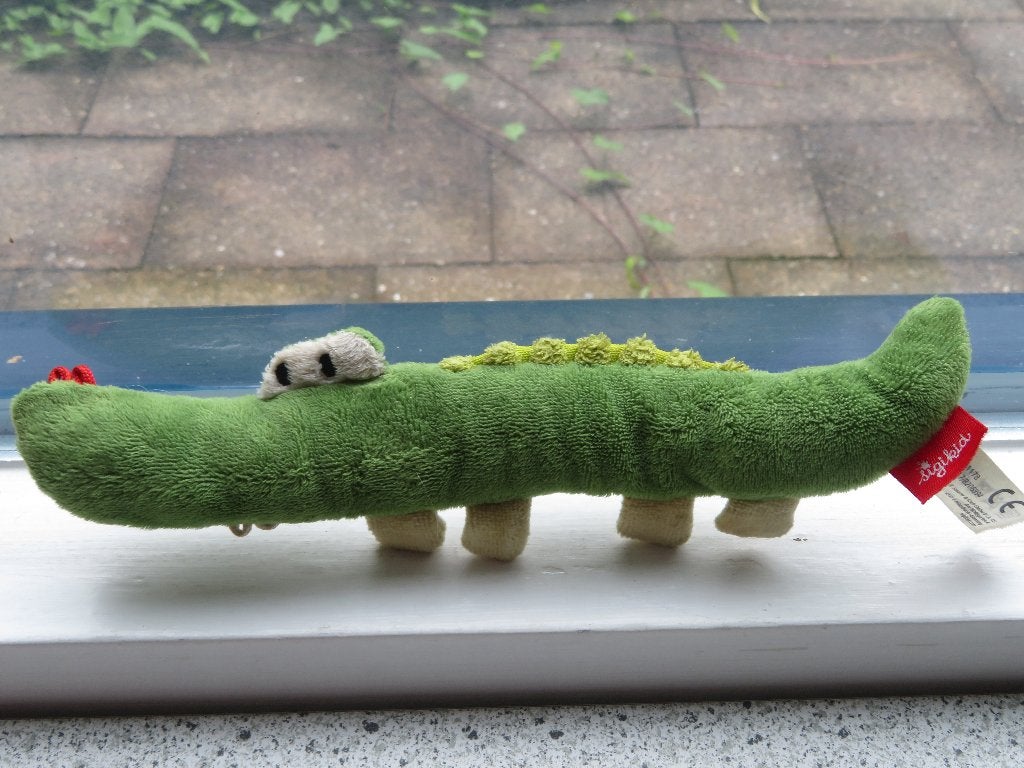 Krokodil krokodilletje merk Sigikid zacht velours ca 20 cm, Groen, Overige typen, Ophalen of Verzenden, Zo goed als nieuw