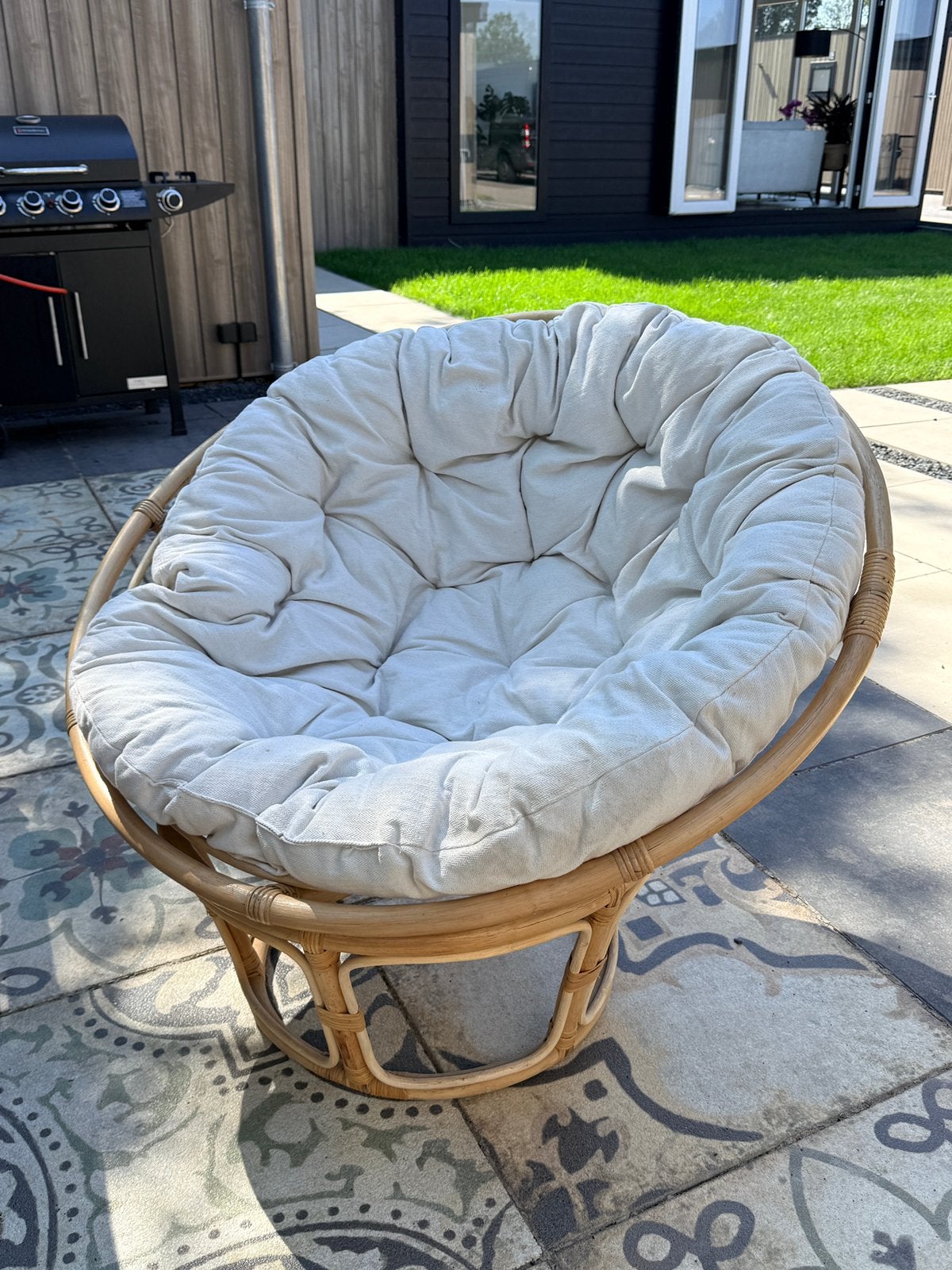 Papasan stoel met kussen | Comfortabele rotan loungestoel, Ophalen, Zo goed als nieuw, Riet of Rotan, Eén