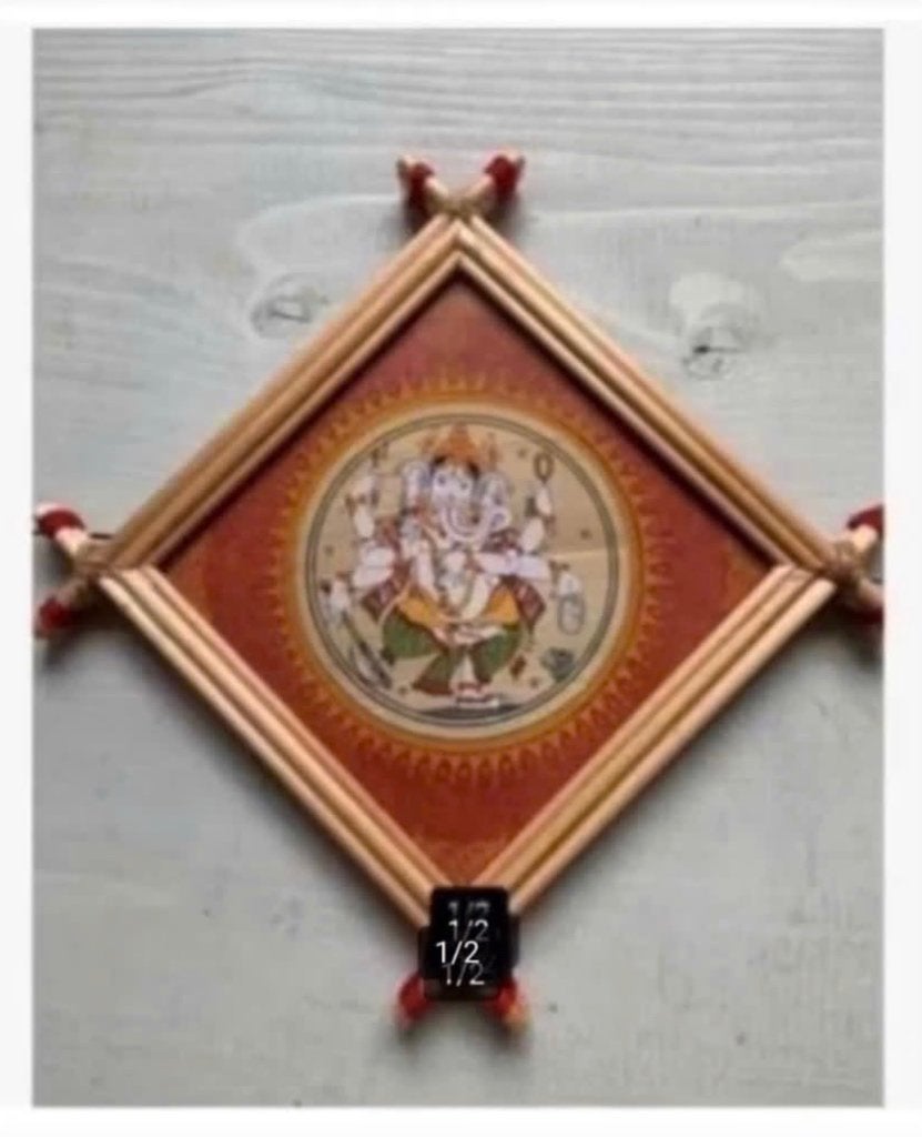 Ganesha wanddecoratie achter glas hout 18 x 18 cm, Ophalen of Verzenden