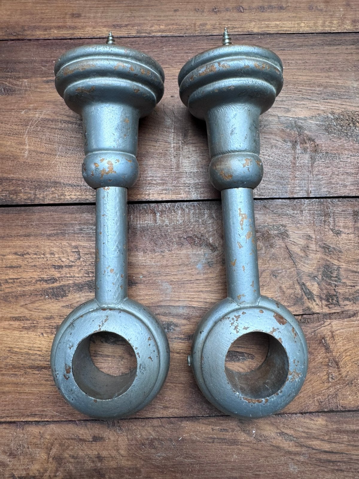 2 vintage houten gordijnroedehouders Brocante Shabby Chic, Ophalen of Verzenden