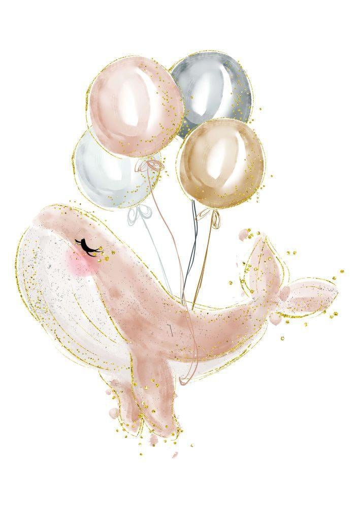 Kinderposter Poster Bultrug Walvis Roze A4 Little Dreamzzz, Bi & Li Creaties, Nieuw, Ophalen of Verzenden, Bilicreaties@gmail.com