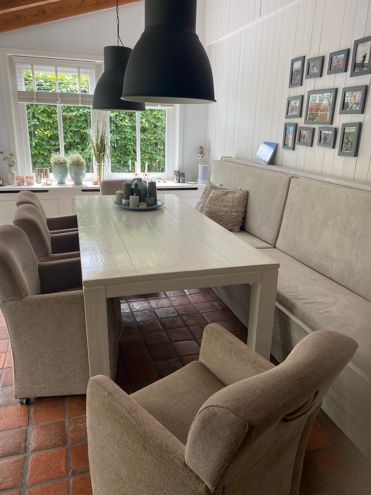 Witte eiken houten eettafel v, Huis en Inrichting, Ophalen, Gebruikt, 200 cm of meer, 50 tot 100 cm