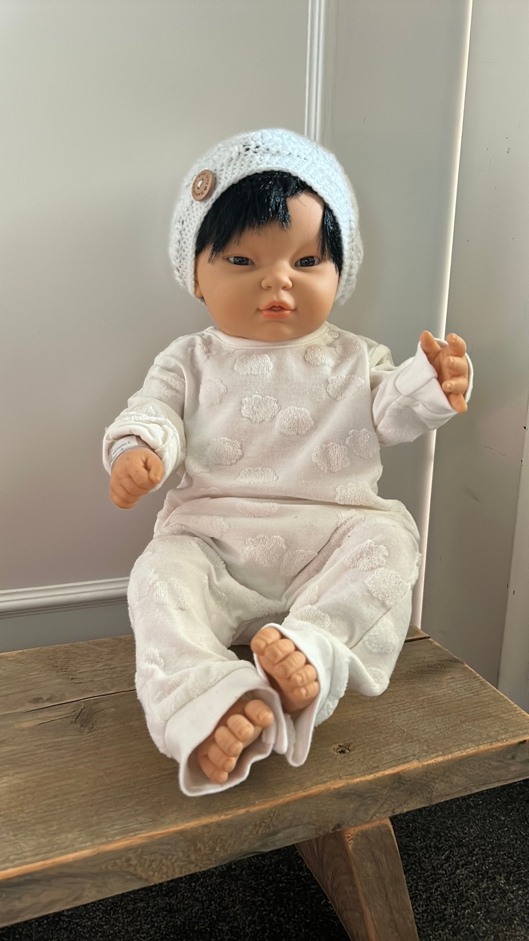 The Doll Factory ( levensechte pop , met nummer 53 cm, Ophalen of Verzenden, Babypop, Levensecht of Reborn