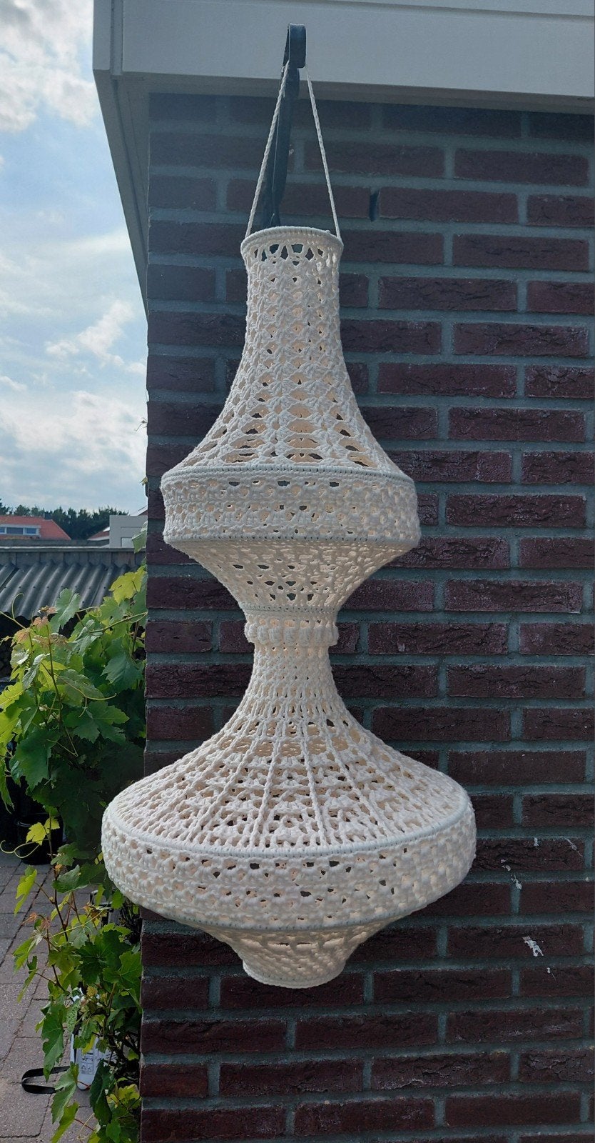 Gehaakte kroonluchter, Huis en Inrichting, Lampen | Hanglampen, Overige materialen, Nieuw, Bohemian, Ophalen of Verzenden