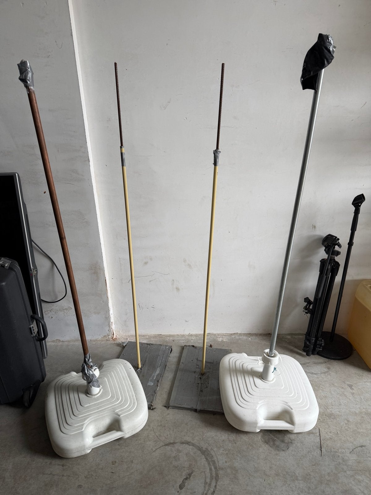 2 metalen pilaren voor ballonboog en 2 ballonpilaren + voet, Ophalen, Gebruikt, Overige