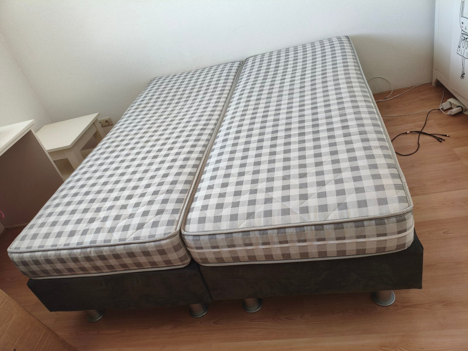 Boxspring 160x200 met twee matrassen 80x200 cm, Ophalen, Gebruikt, Tweepersoons, 200 cm